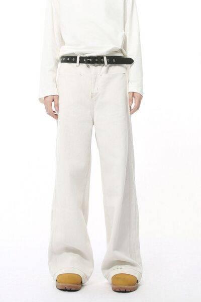 Straight Leg Jeans with Stitch Detail - Clothes For Her Online Store