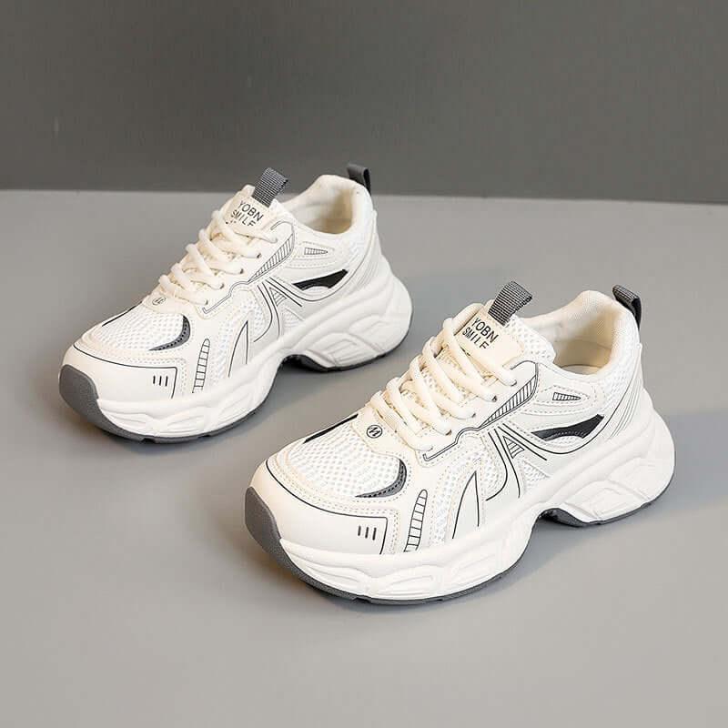 Mesh Lace Up Round Toe Platform Athletic - Clothes For Her Online Store