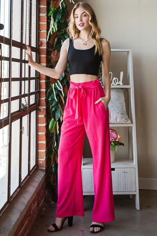 Heimish Full Size Front Tie Pants with Paperbag Waistband Plus Size - Clothes For Her Online Store