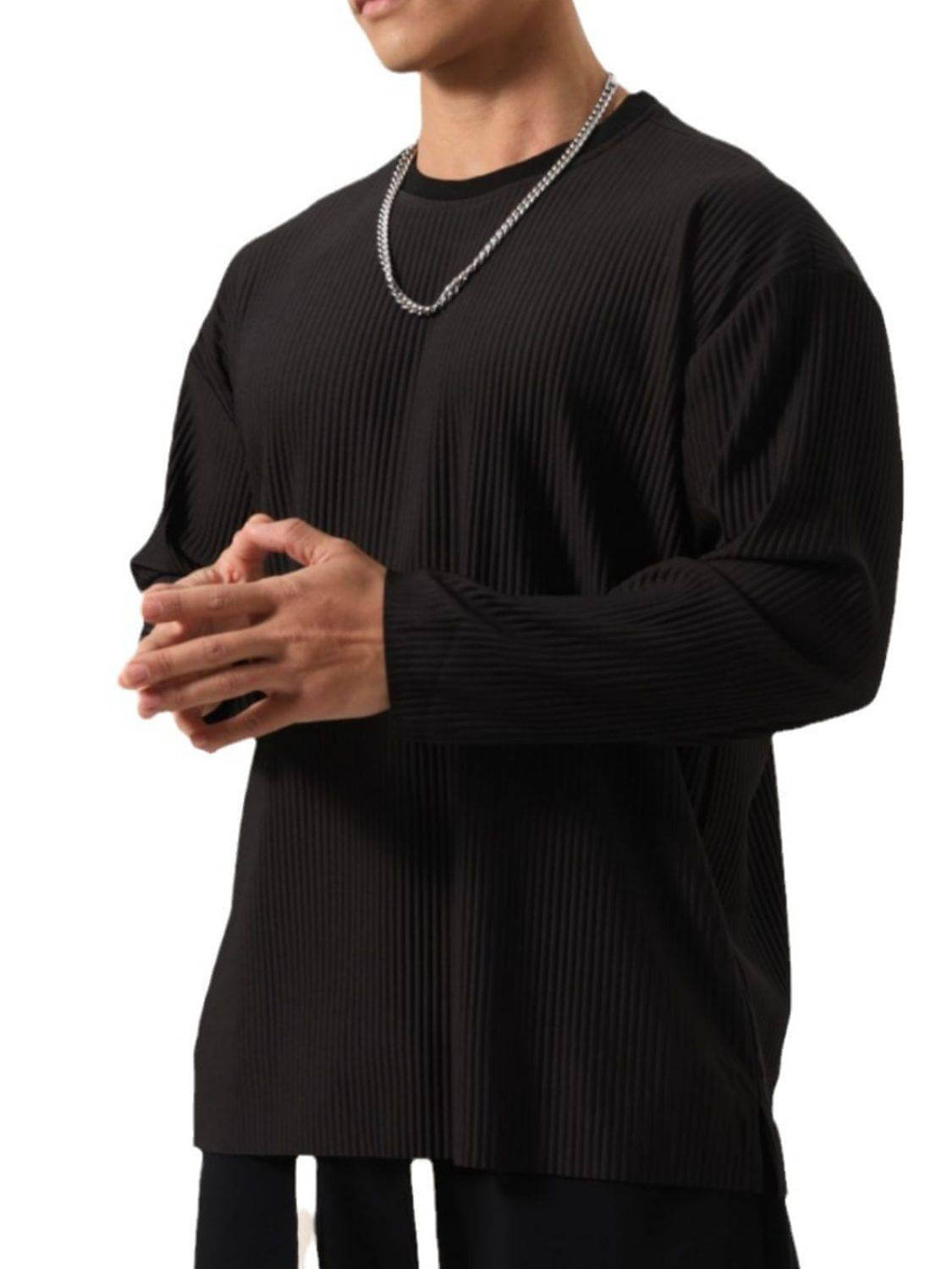 Men's Plus Size Round Neck Long Sleeve T-Shirt