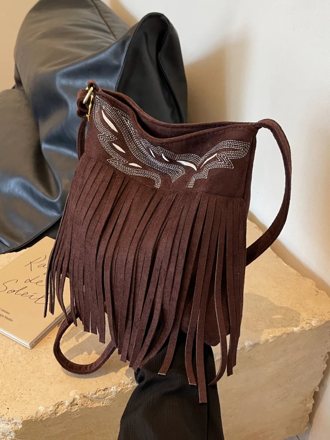 Fringe Solid Color Shoulder Bag