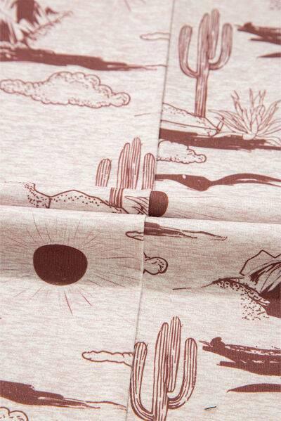 Printed Round Neck Short Sleeve T-Shirt - Clothes For Her Online Store