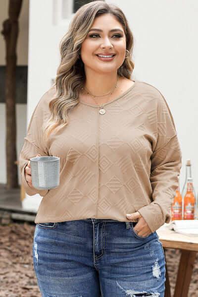 Plus Size Exposed Seam Dropped Shoulder T-Shirt - Clothes For Her Online Store