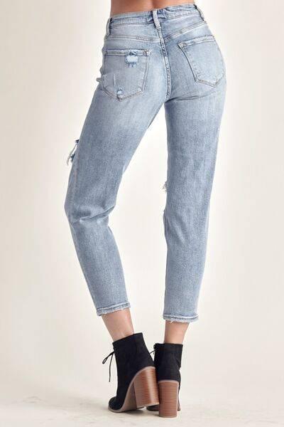 RISEN Distressed Slim Cropped Jeans - Clothes For Her Online Store