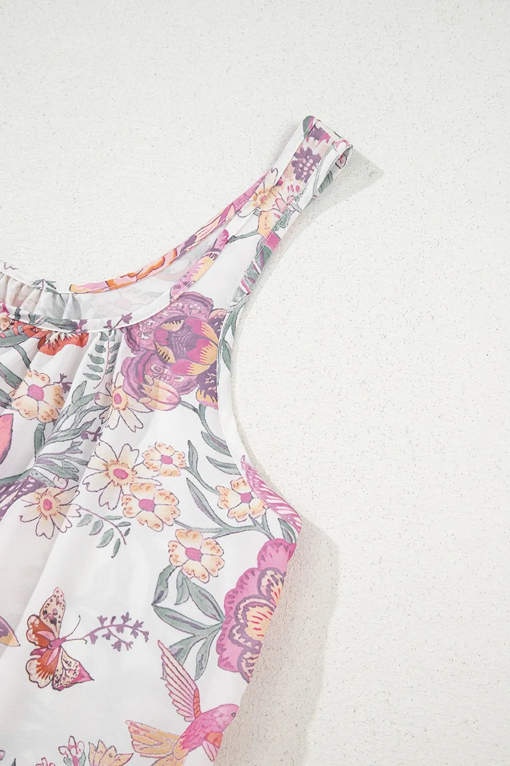 Multicolour Floral Tie Neck Sleeveless Mini Dress
