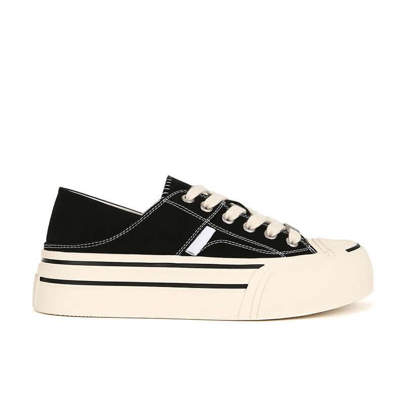 Round Toe Lace Up Platform Canvas Sneakers - Clothes For Her Online Store