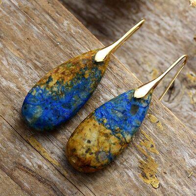 Teardrop Shape Natural Stone Dangle Earrings - Clothes For Her Online Store