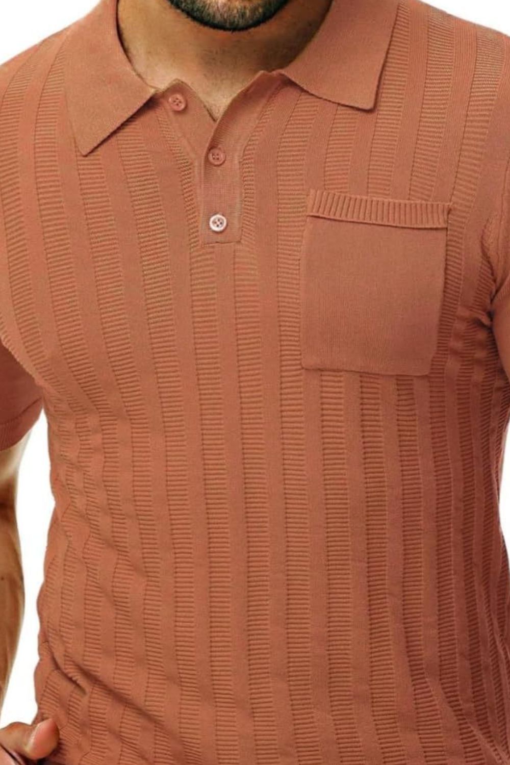 Men's Full Size Textured Short Sleeve Polo Plus Size - Clothes For Her Online Store