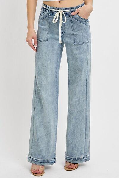 RISEN Full Size Straight Leg Jeans with Pockets Plus Size - Clothes For Her Online Store