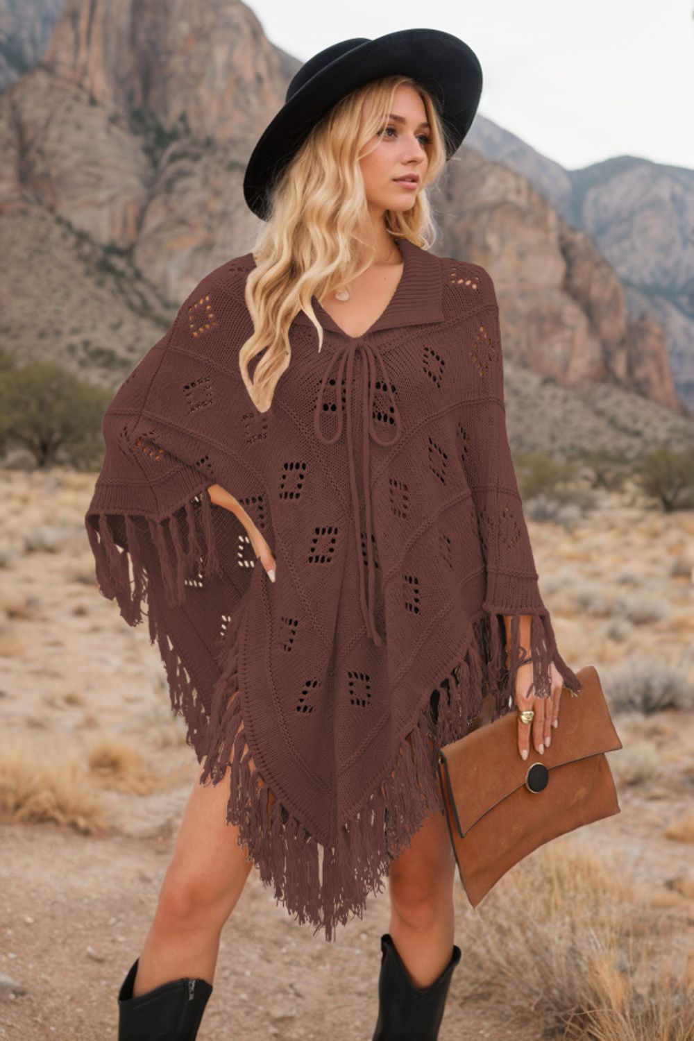 Tassel Hem Knit Cover Up