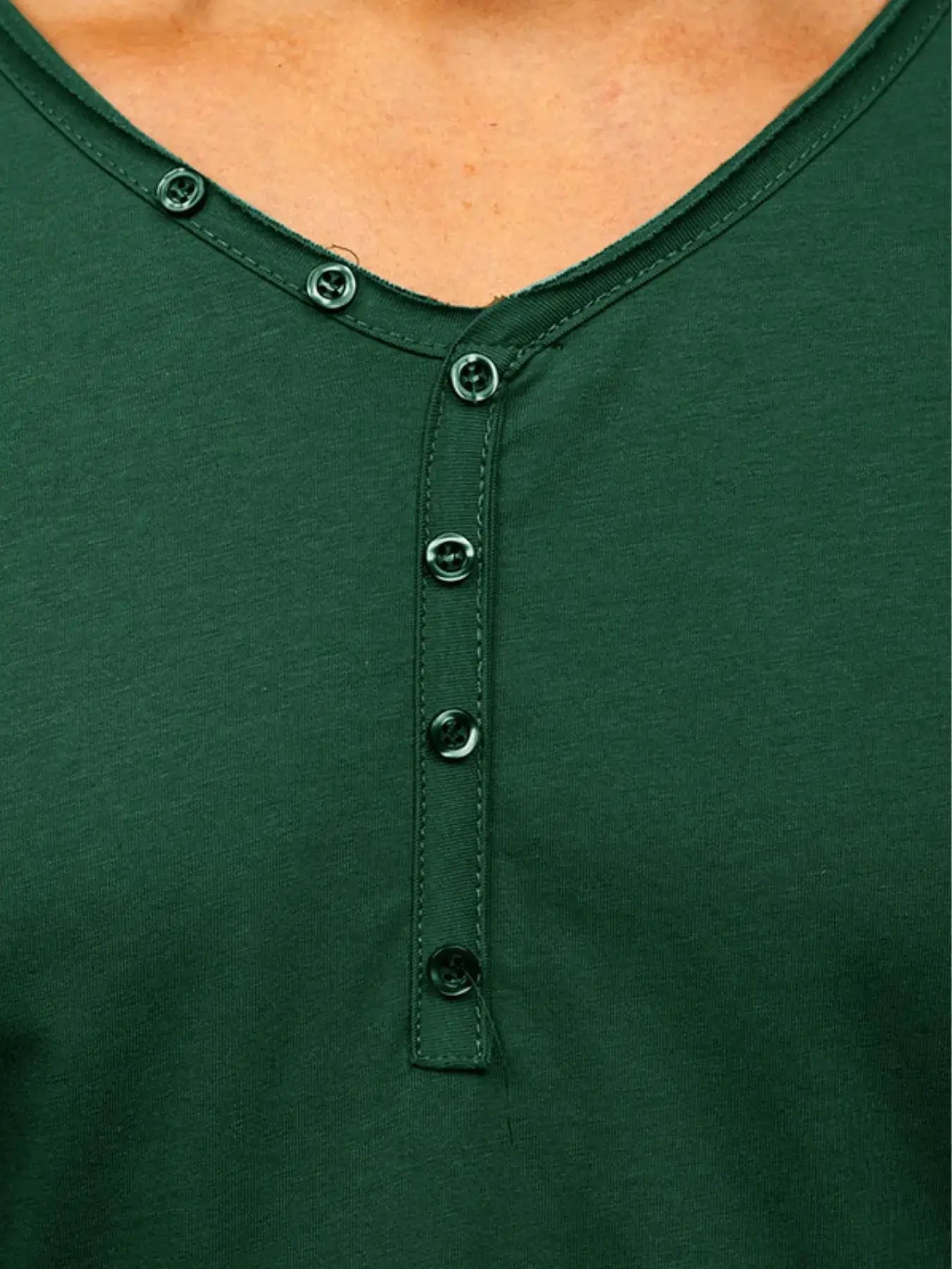 Men's V-Neck Henley Polo T-Shirt