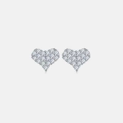 Moissanite 925 Sterling Silver Heart Stud Earrings - Clothes For Her Online Store