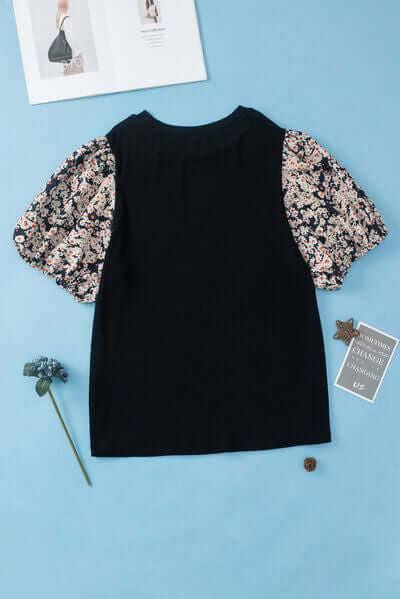 Plus Size Printed Short Sleeve Blouse - Clothes For Her Online Store