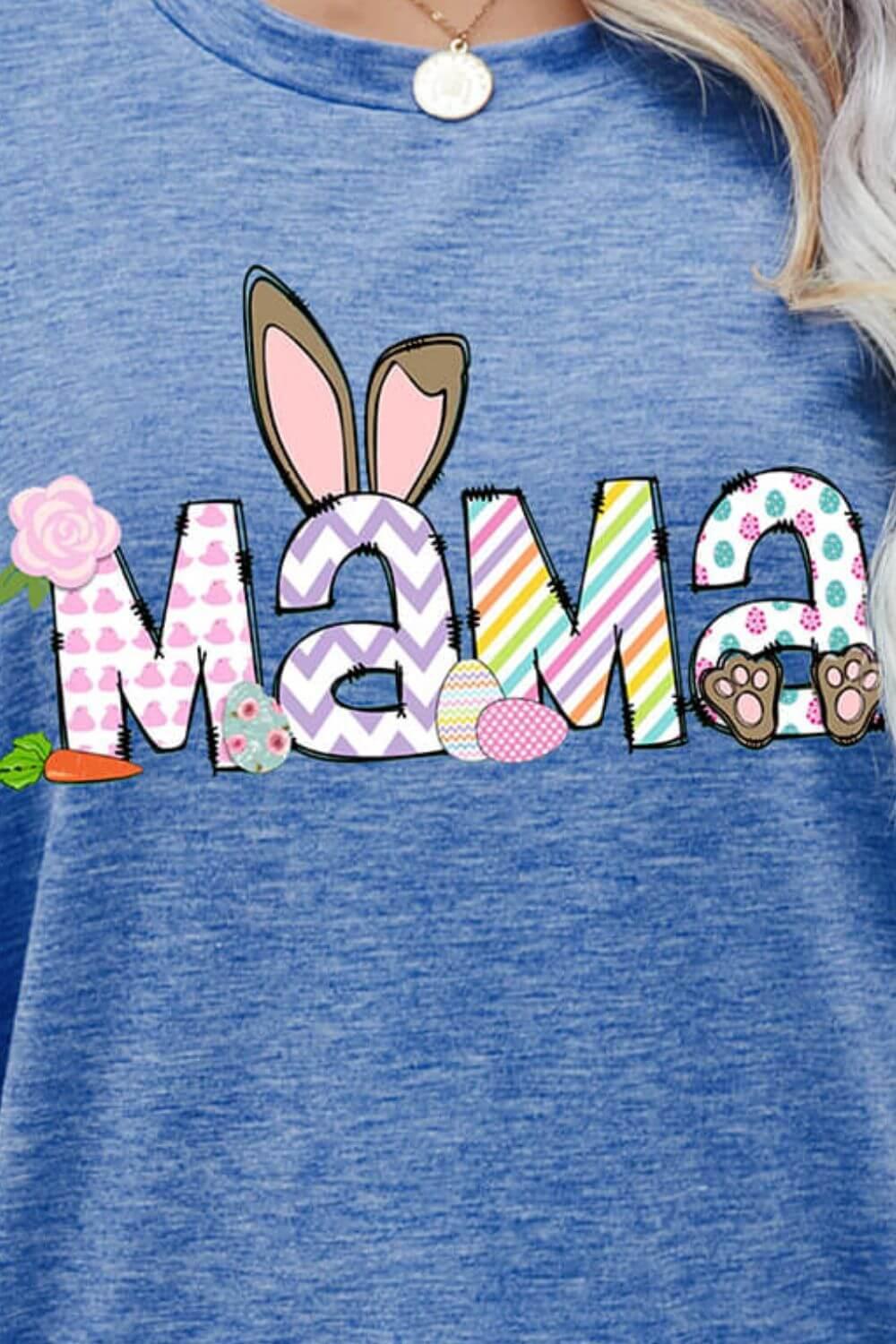 Easter MAMA Graphic Round Neck T-Shirt - Clothes For Her Online Store