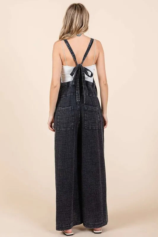 Mittoshop Textured Wide Leg Overalls - Clothes For Her Online Store