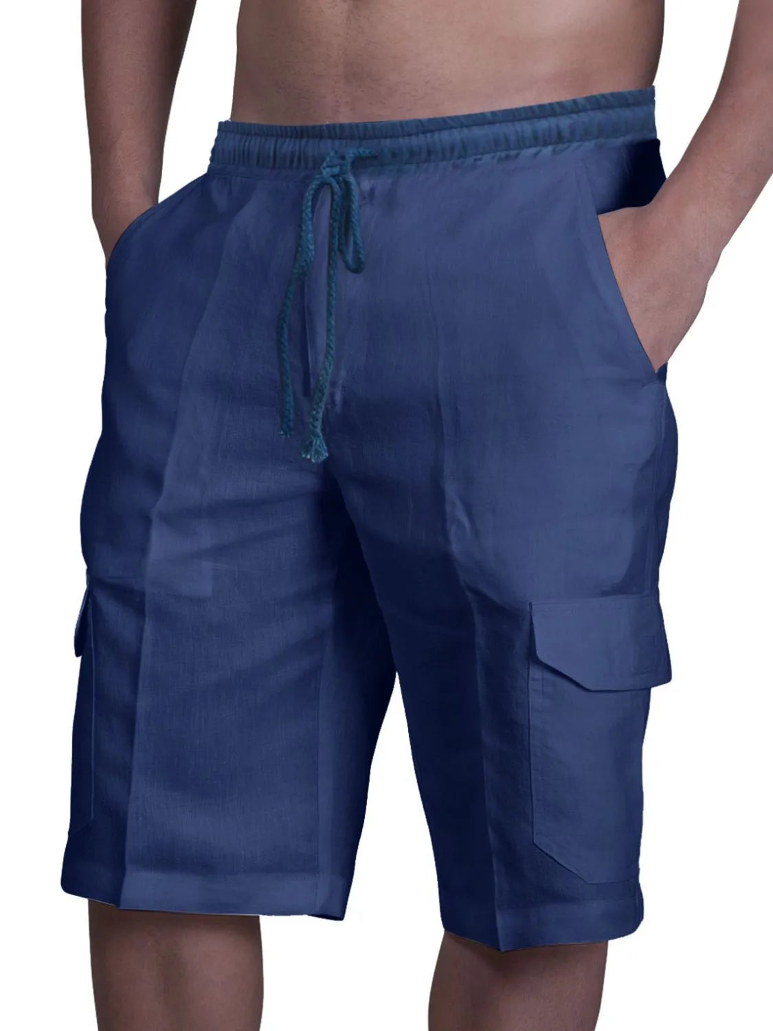 Men's Plus Size Drawstring Pocketed Shorts