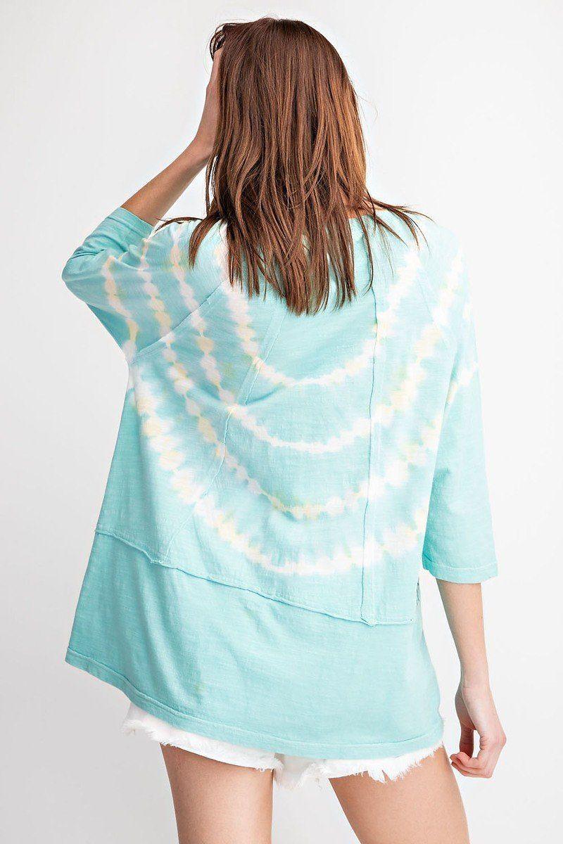3/4 Sleeves Special Washed Boxy Cotton Slub Top - Clothes For Her Online Store