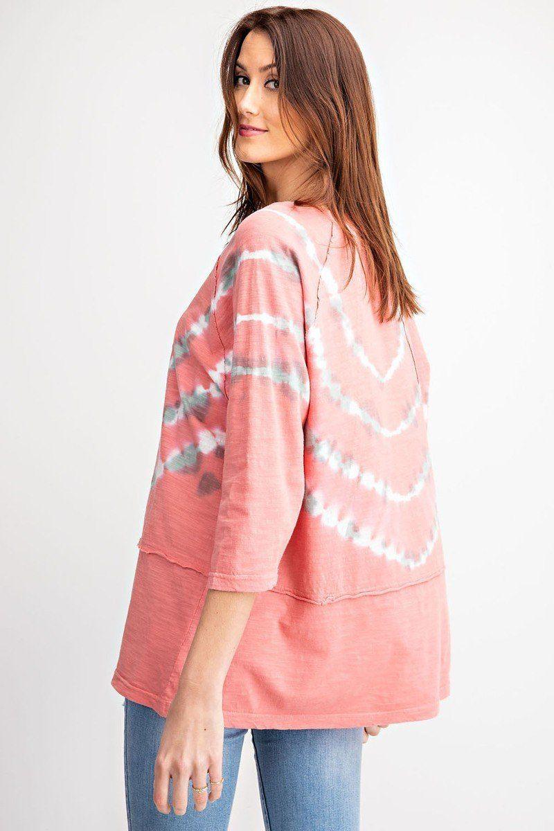3/4 Sleeves Special Washed Boxy Cotton Slub Top - Clothes For Her Online Store