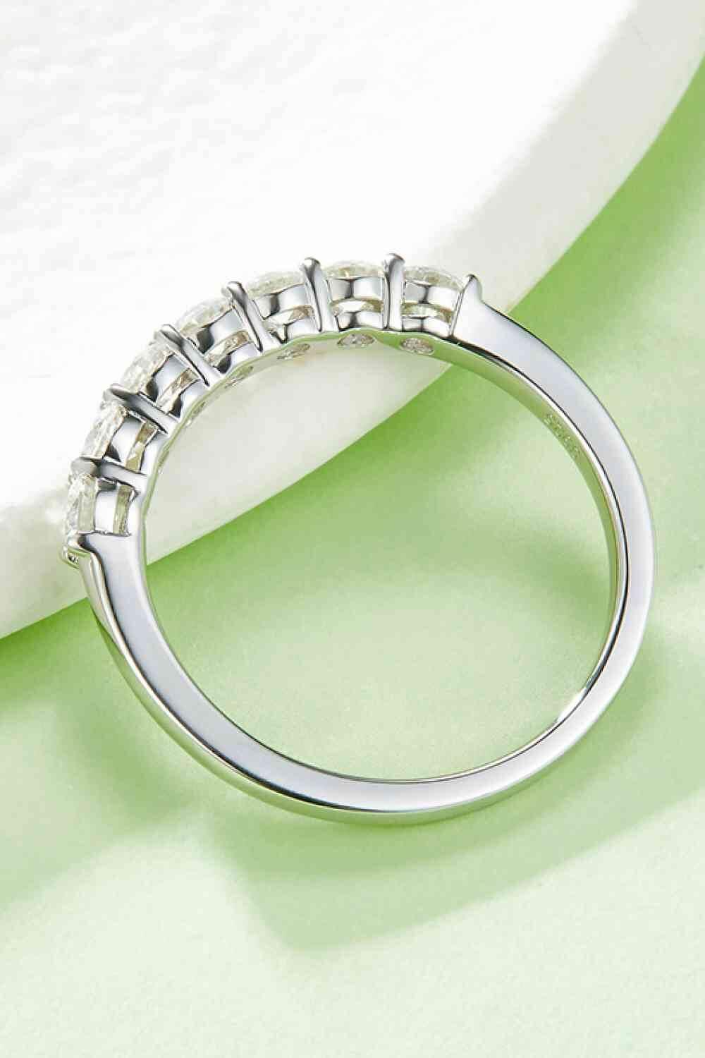 Moissanite Platinum-Plated Half-Eternity Ring - Clothes For Her Online Store