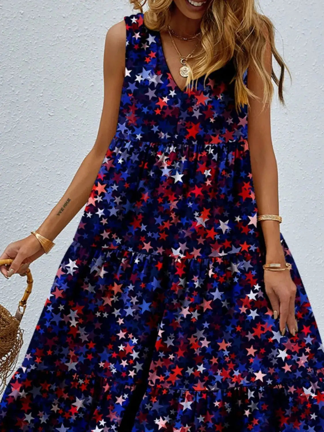 Star V-Neck Sleeveless Maxi Dress - Clothes For Her Online Store