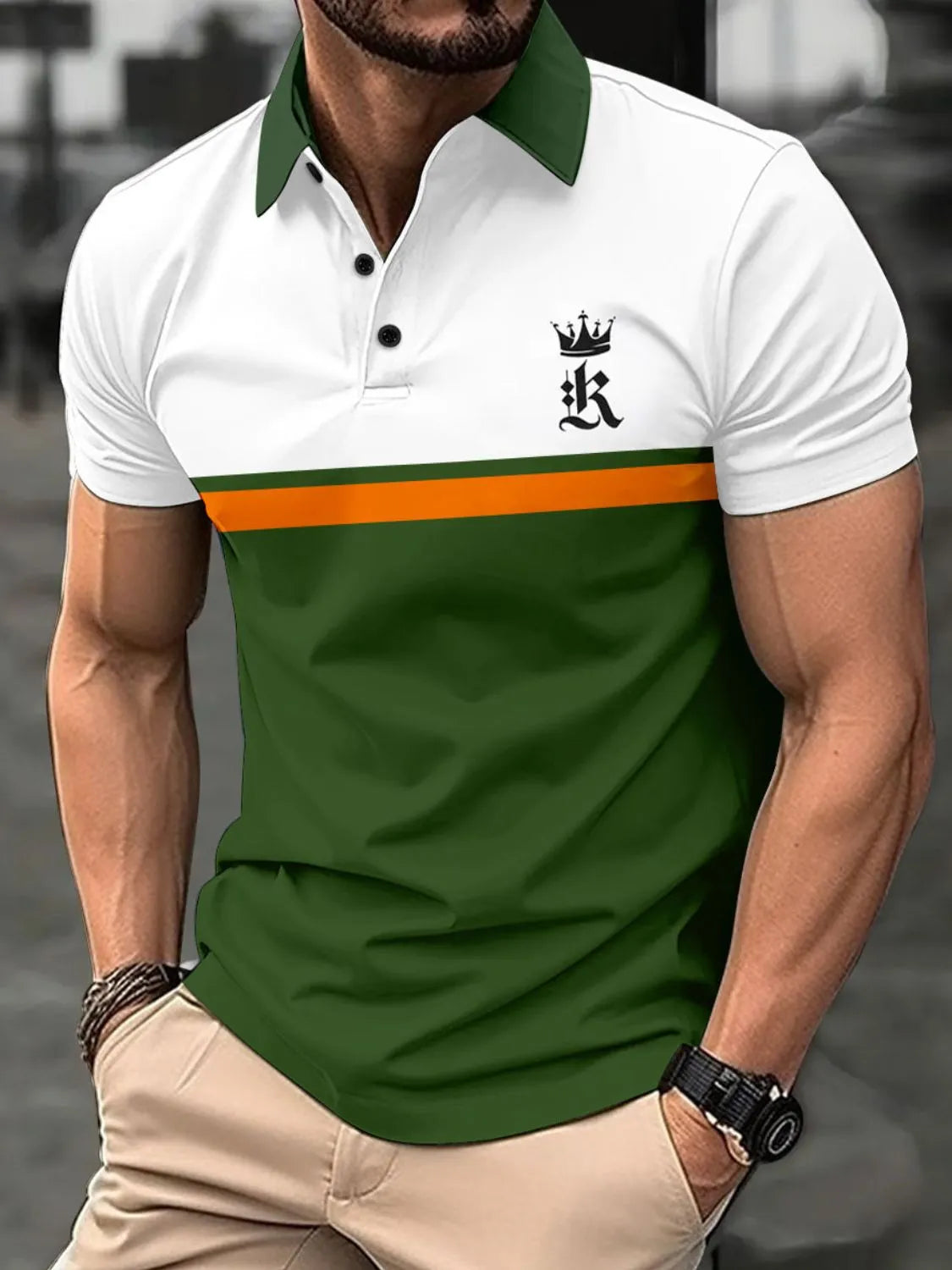 Men's Plus Size Collared Neck Short Sleeve Polo