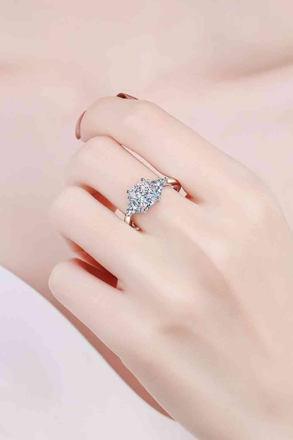 3 Carat Moissanite 925 Sterling Silver Rhodium-Plated Ring - Clothes For Her Online Store