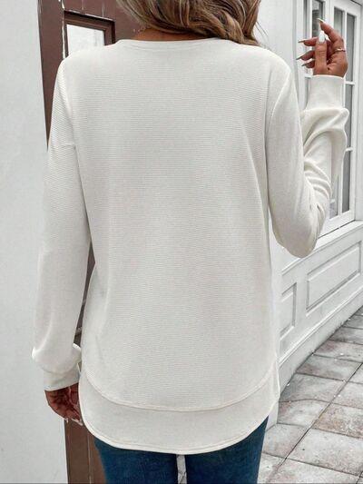 Round Neck Long Sleeve T-Shirt - Clothes For Her Online Store
