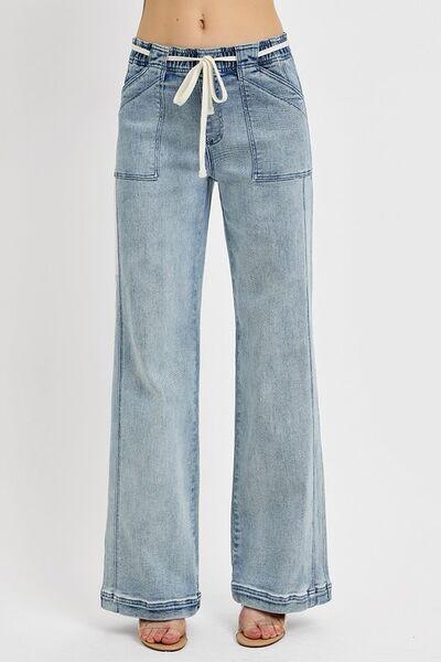 RISEN Full Size Straight Leg Jeans with Pockets Plus Size - Clothes For Her Online Store