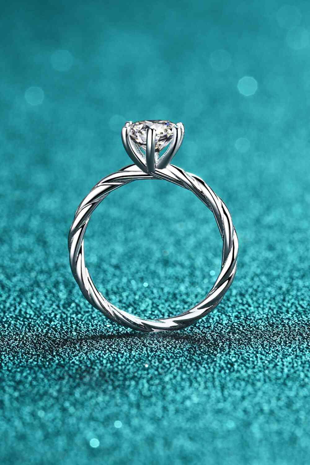 1 Carat Moissanite 6-Prong Twisted Ring - Clothes For Her Online Store