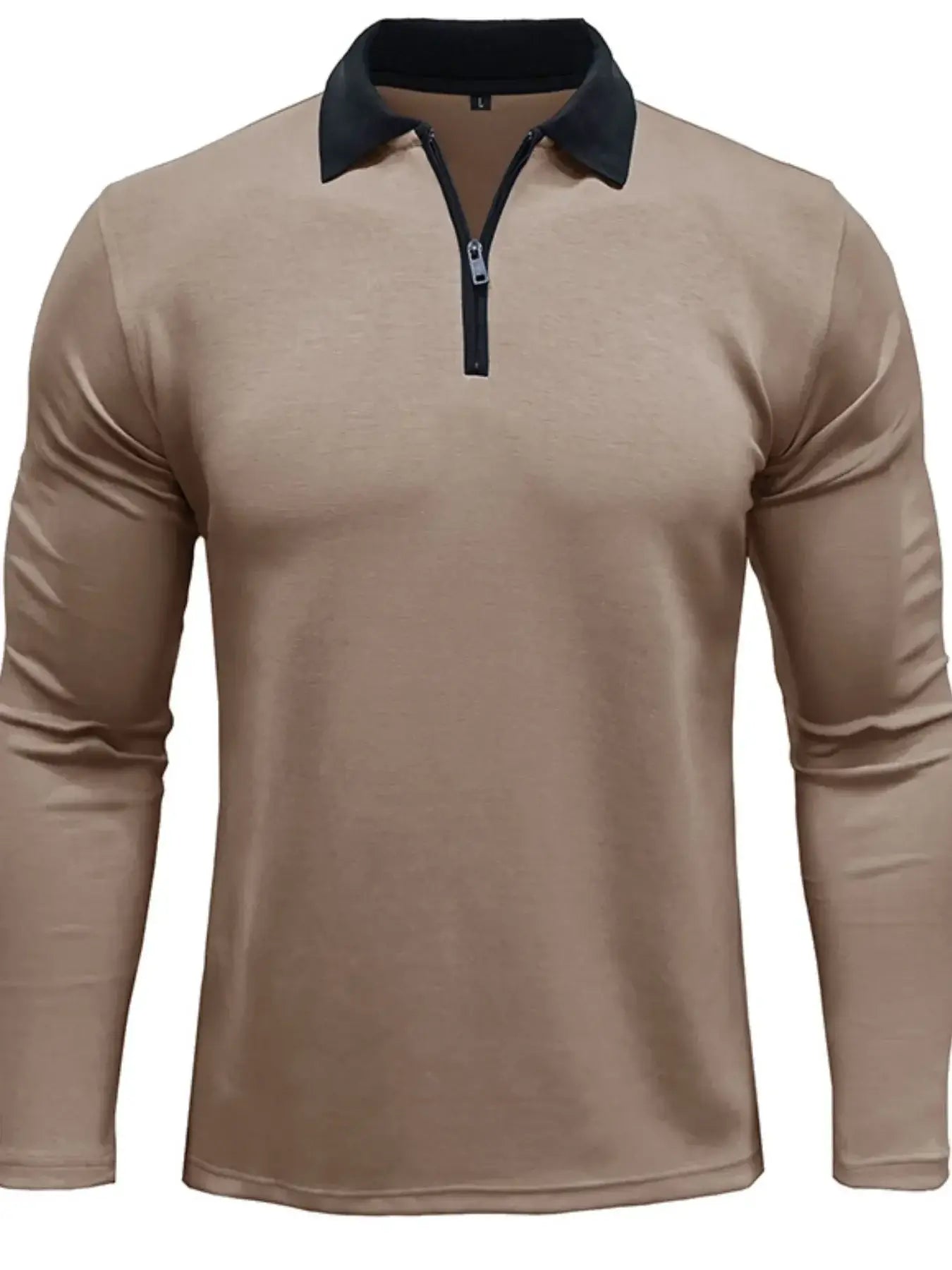 Men's Classic Long Sleeve Contrast Collar Polo Shirt