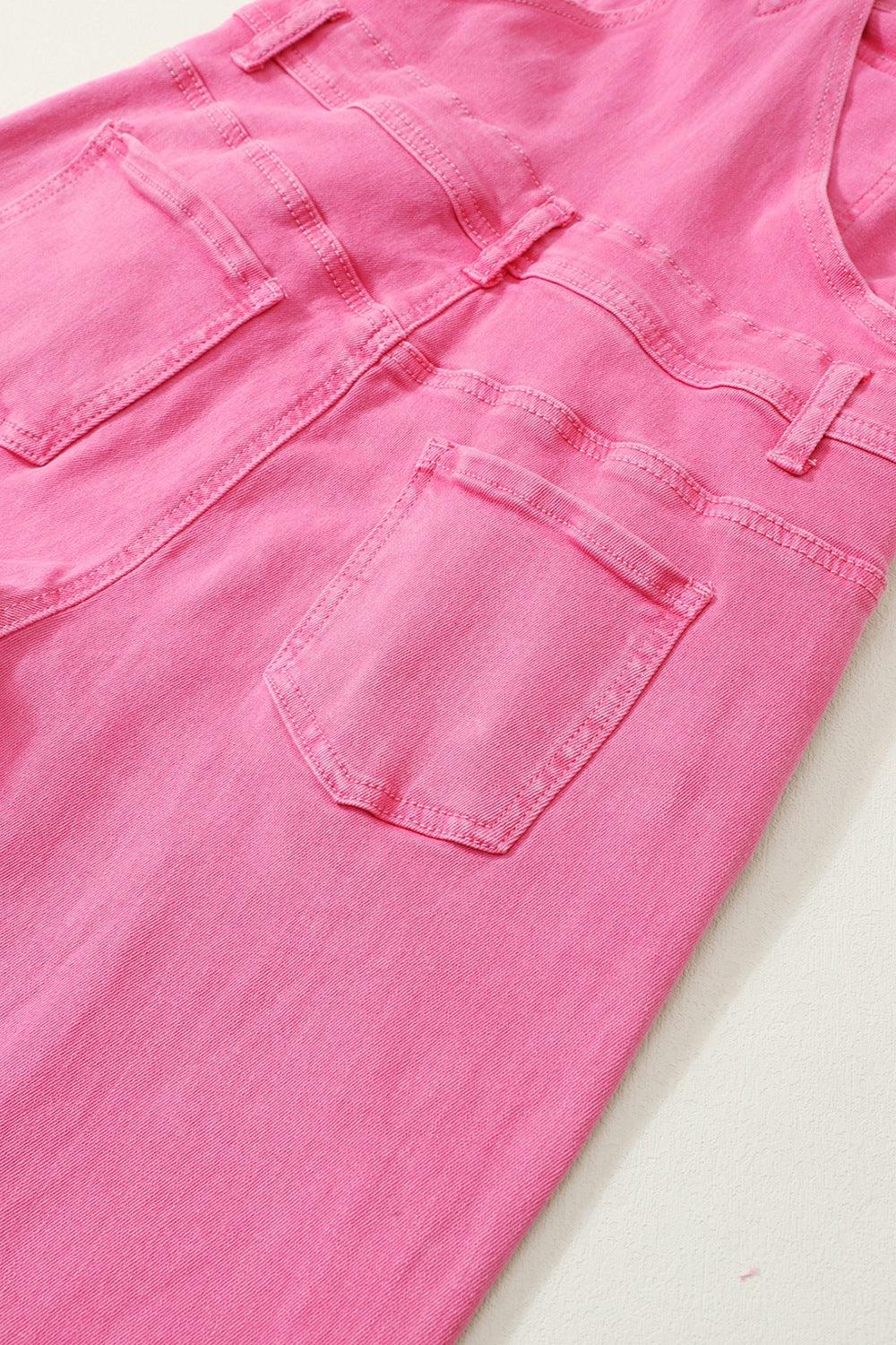 Distressed Pocketed Wide Strap Denim Overalls - Clothes For Her Online Store