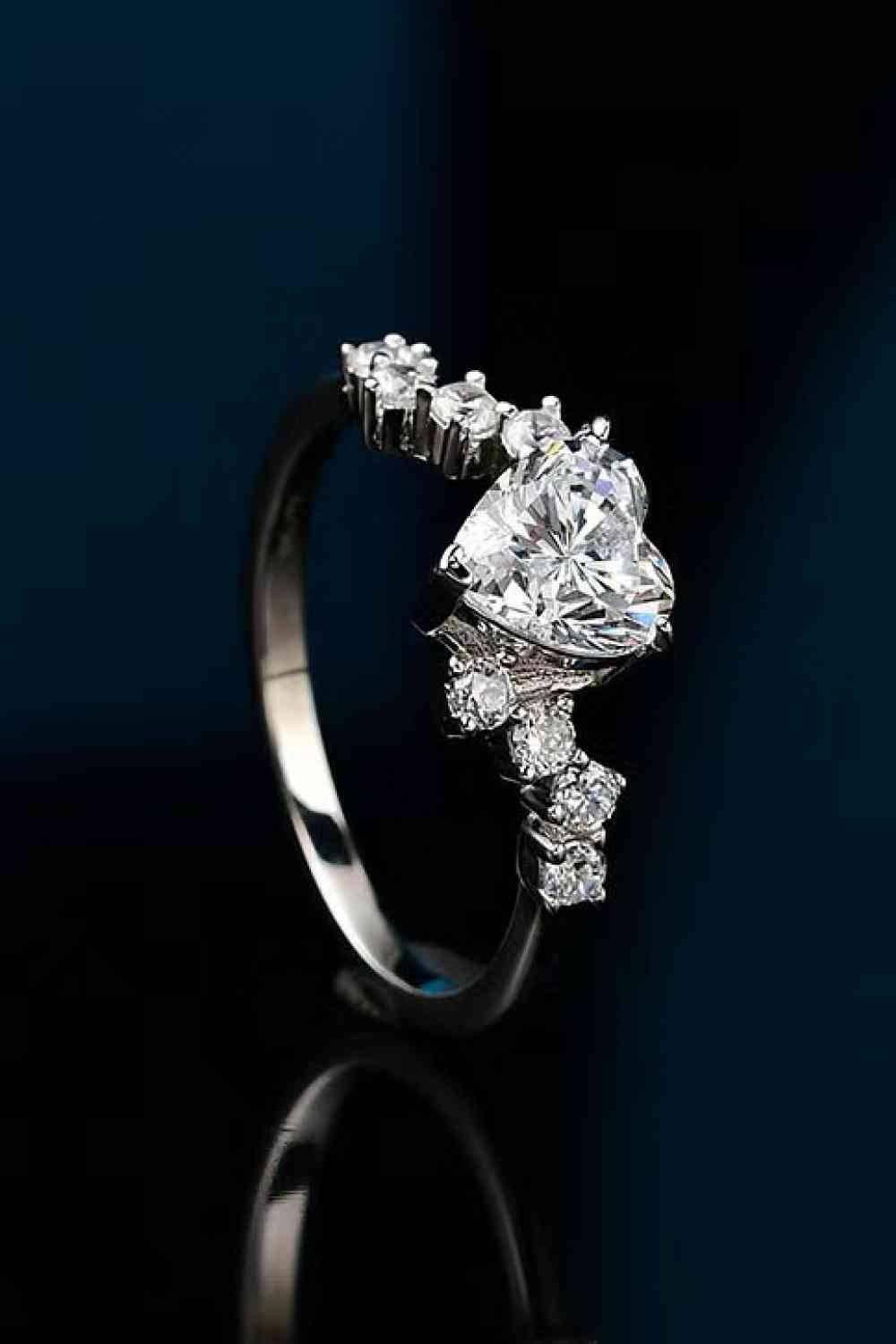 1 Carat Moissanite Heart 925 Sterling Silver Ring - Clothes For Her Online Store