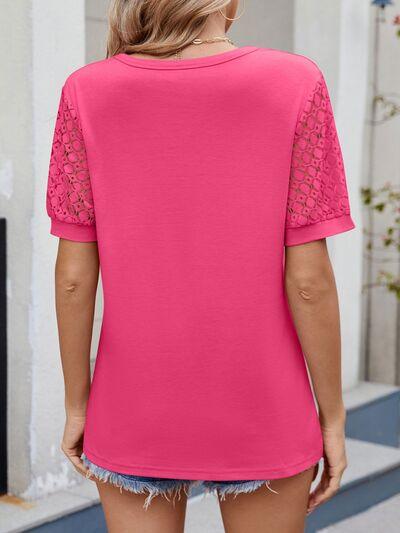 Lace Short Sleeve T-Shirt - Clothes For Her Online Store