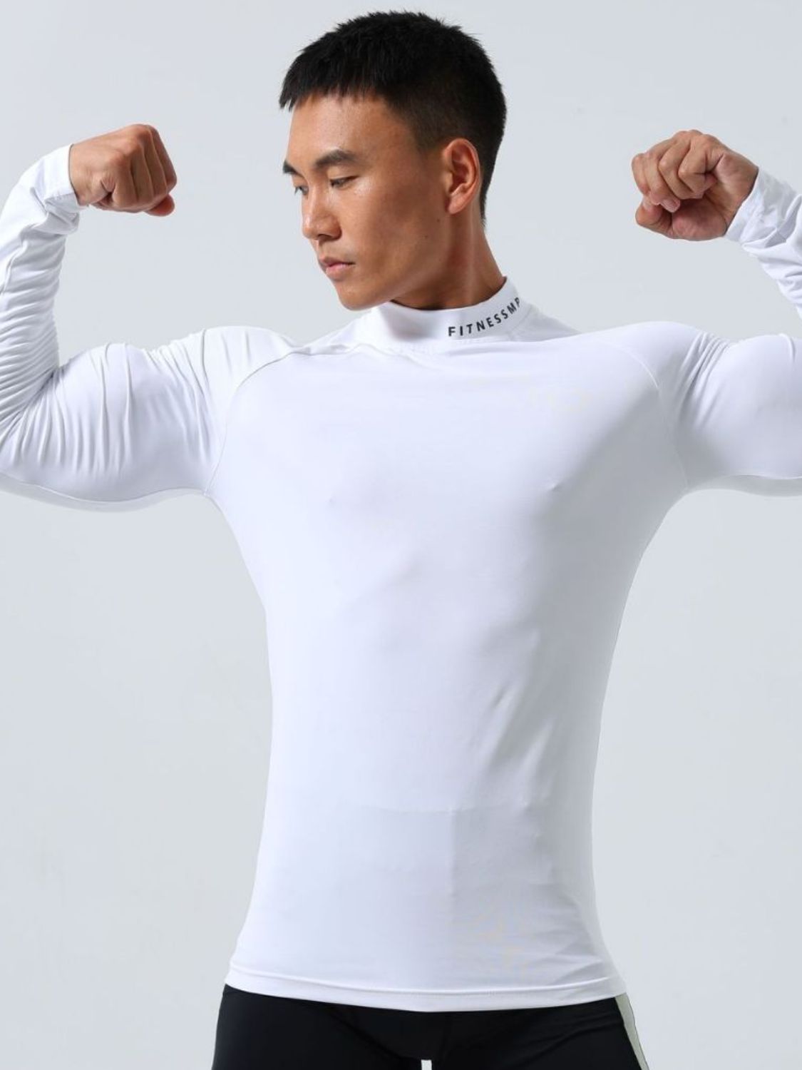 Men's Plus Size Mock Neck Long Sleeve T-Shirt