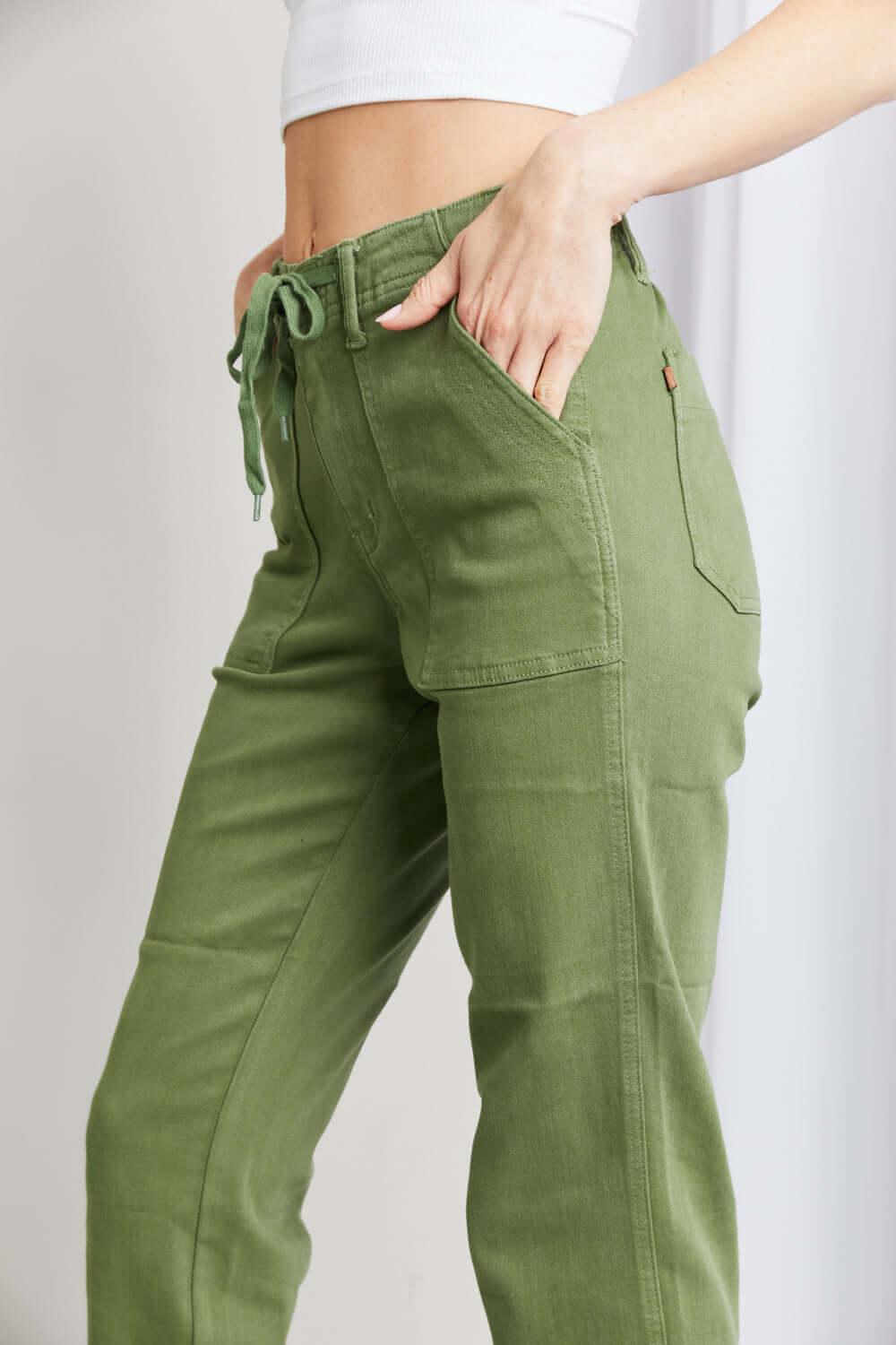 Judy Blue Full Size Drawstring Waist Pocket Jeans - Clothes For Her Online Store