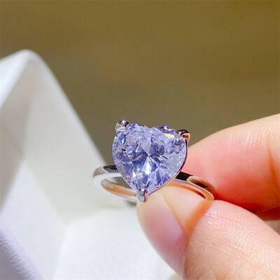 5 Carat 925 Sterling Silver Moissanite Heart Shape Ring - Clothes For Her Online Store