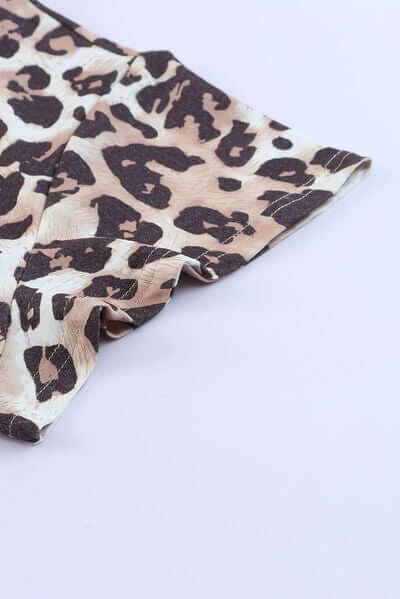 Plus Size Leopard Round Neck Blouse - Clothes For Her Online Store