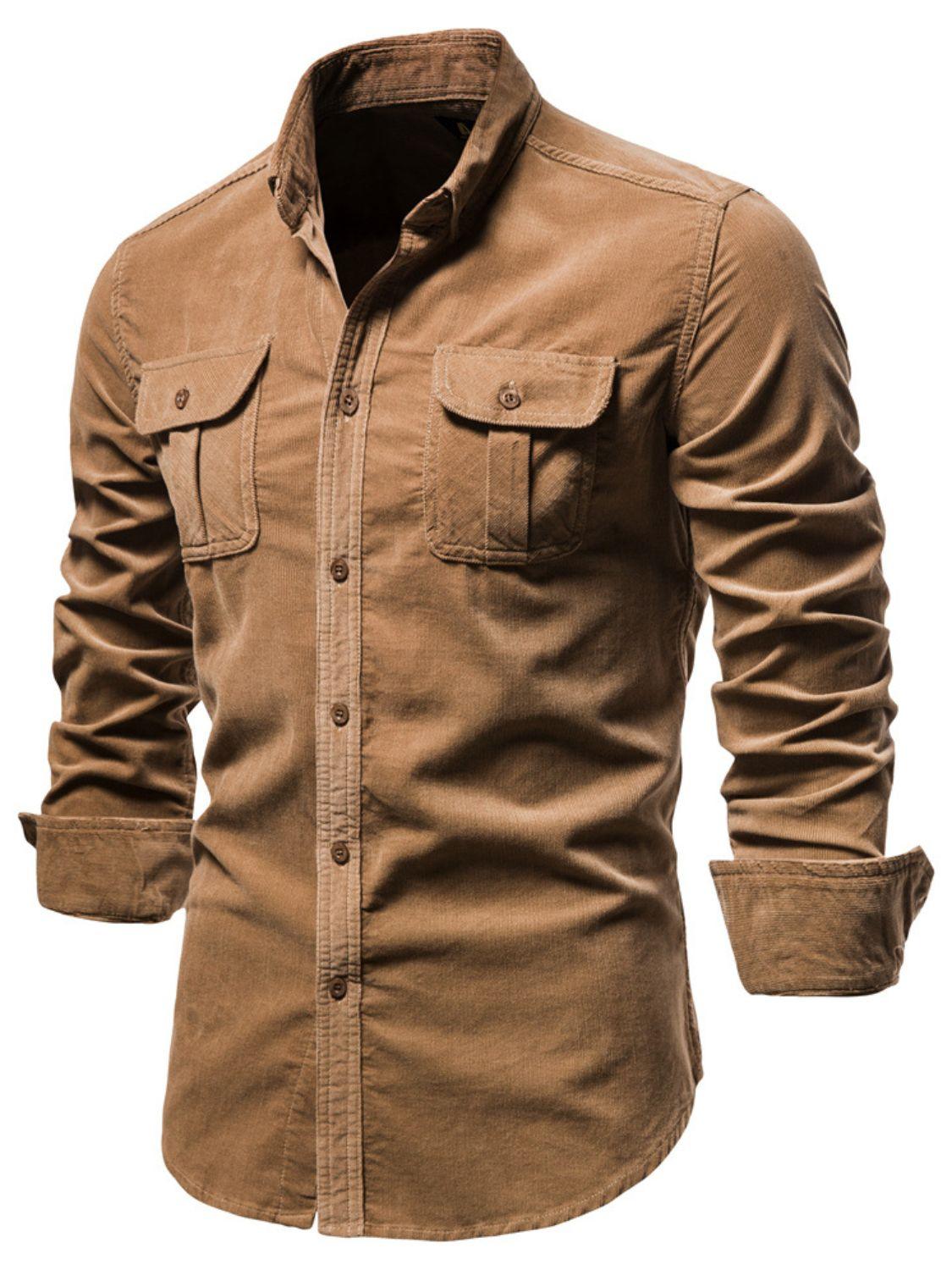 Men's Full Size Button Down Collared Neck Shirt Plus Size - Clothes For Her Online Store