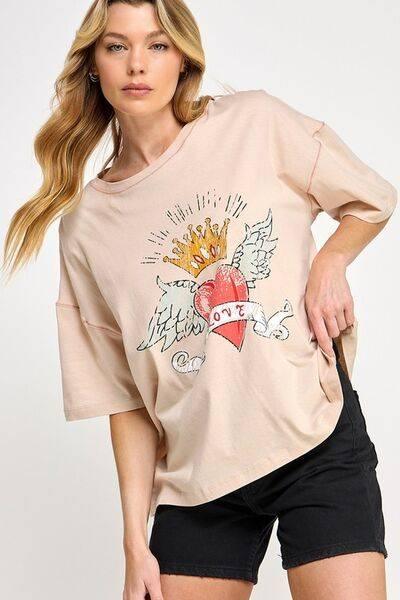 SAGE+FIG Love-Inpired Graphic Oversized T-Shirt - Clothes For Her Online Store