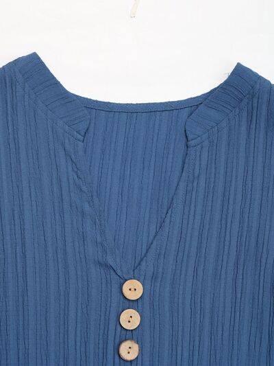 Perfee Decorative Button Notched Sleeveless Tiered Dress - Clothes For Her Online Store