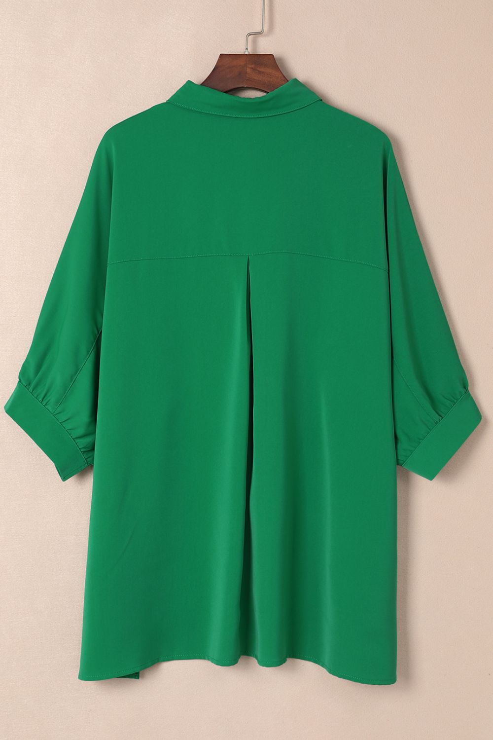 Collared Neck Three-Quarter Sleeve Shirt - Clothes For Her Online Store