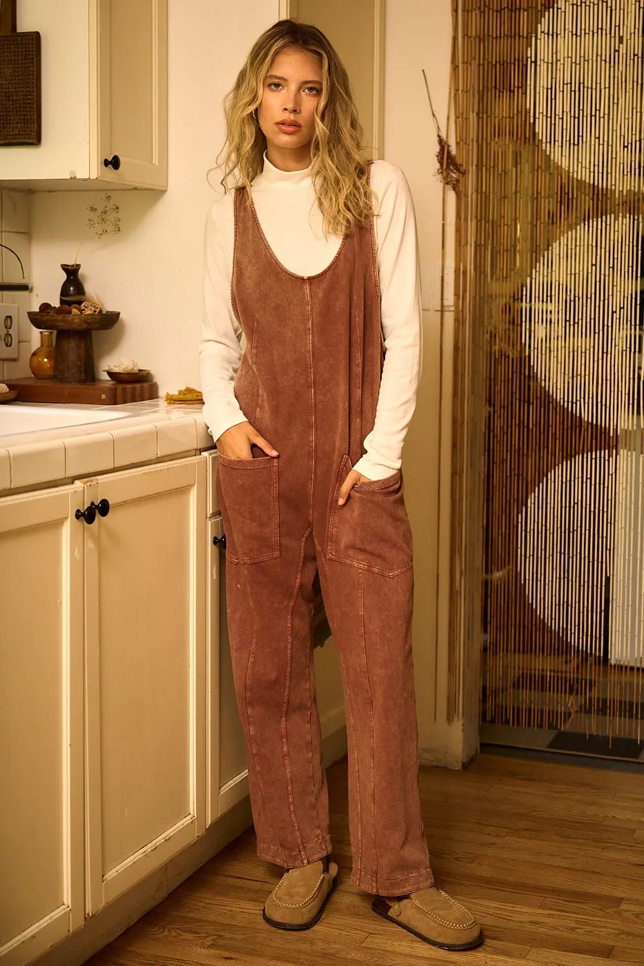 Mittoshop Mineral Wash Relaxed Fit Sleeveless Harem Jumpsuit - Clothes For Her Online Store