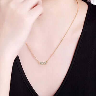 925 Sterling Silver Inlaid Moissanite Bar Necklace - Clothes For Her Online Store