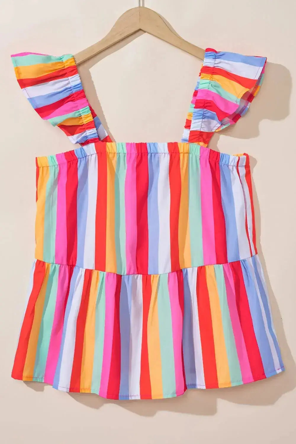 Stripe Ruffled Straps Babydoll Cami - Clothes For Her Online Store