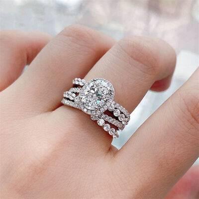 3 Carat Moissanite 925 Sterling Silver Layered Ring - Clothes For Her Online Store