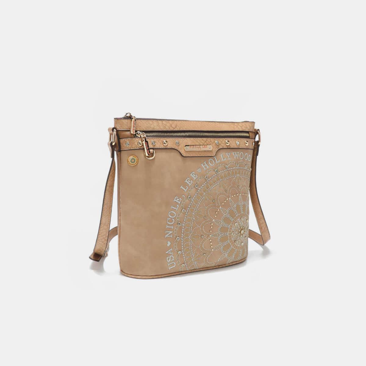 Nicole Lee USA Metallic Stitching Embroidery Inlaid Rhinestone Crossbody Bag - Clothes For Her Online Store