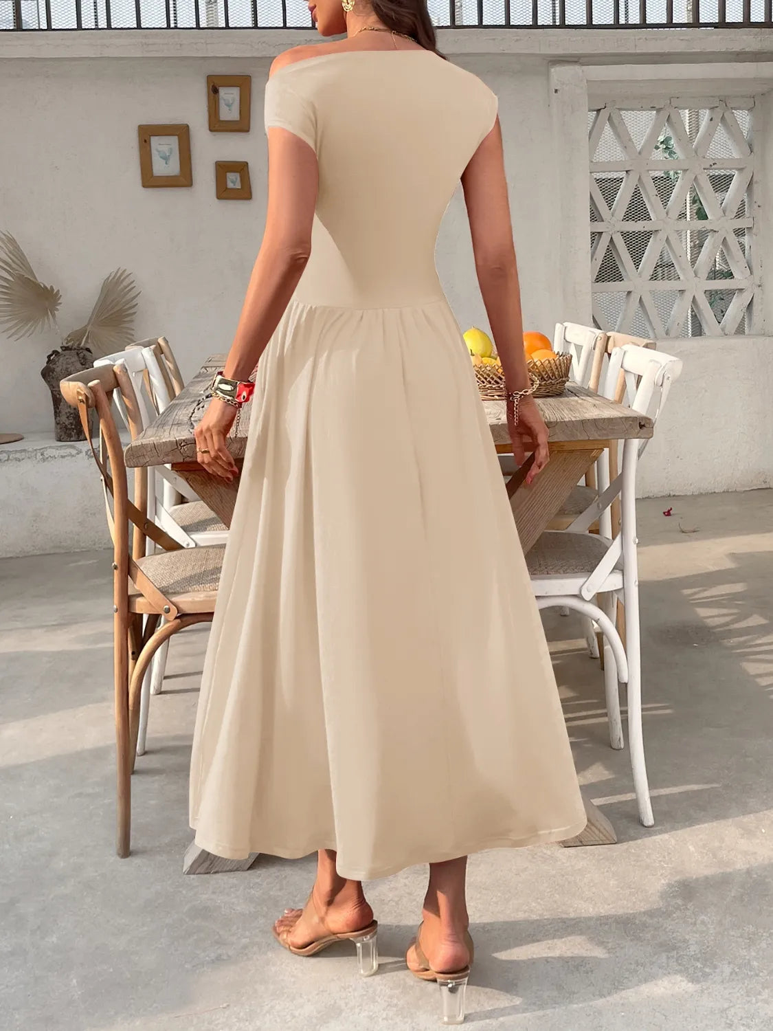 Single Shoulder Dress with Pockets