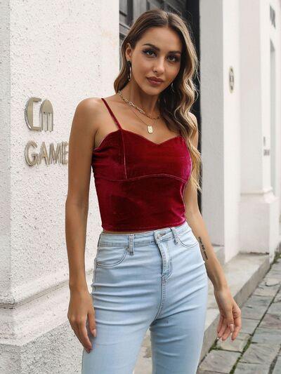 Sweetheart Neck Cropped Cami - Clothes For Her Online Store