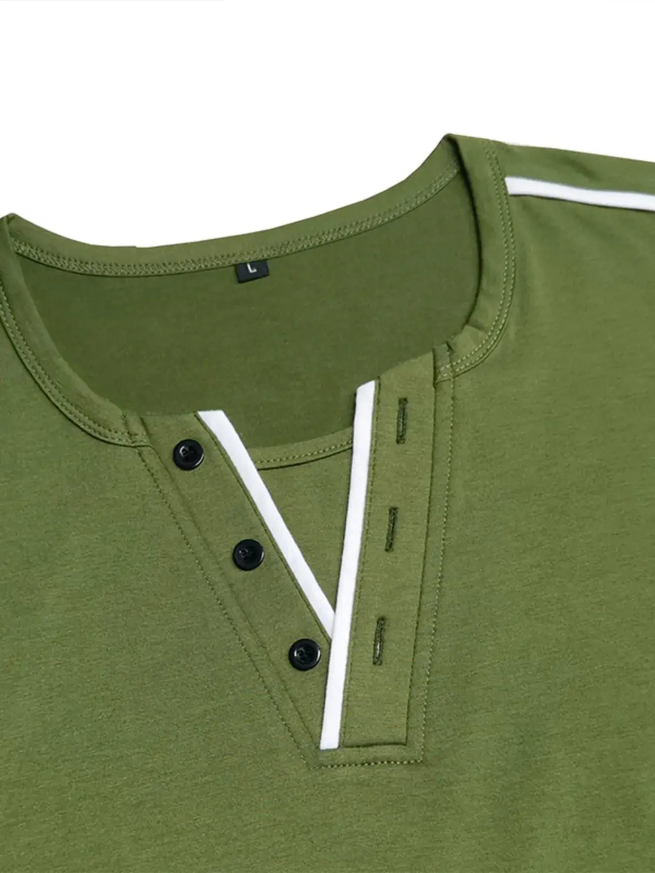 Men's Casual Henley Short Sleeve T-Shirt with Contrast Trim