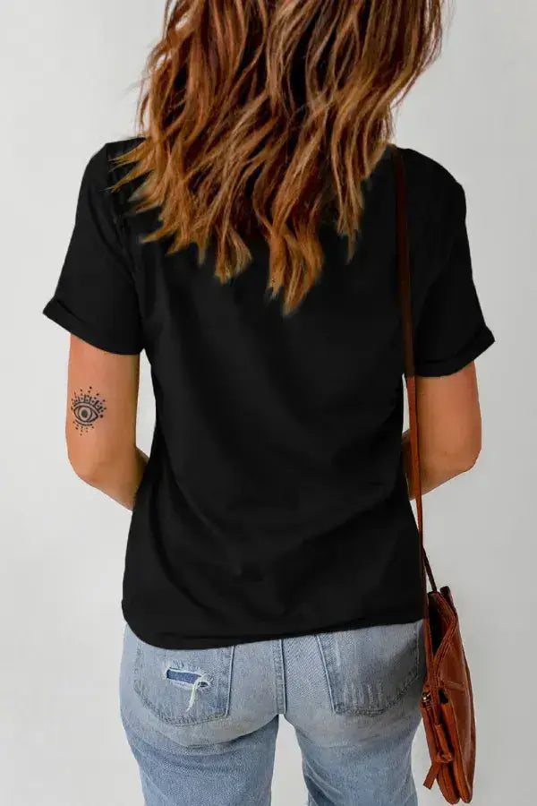 Bull Head Embroidered Round Neck T Shirt - Clothes For Her Online Store